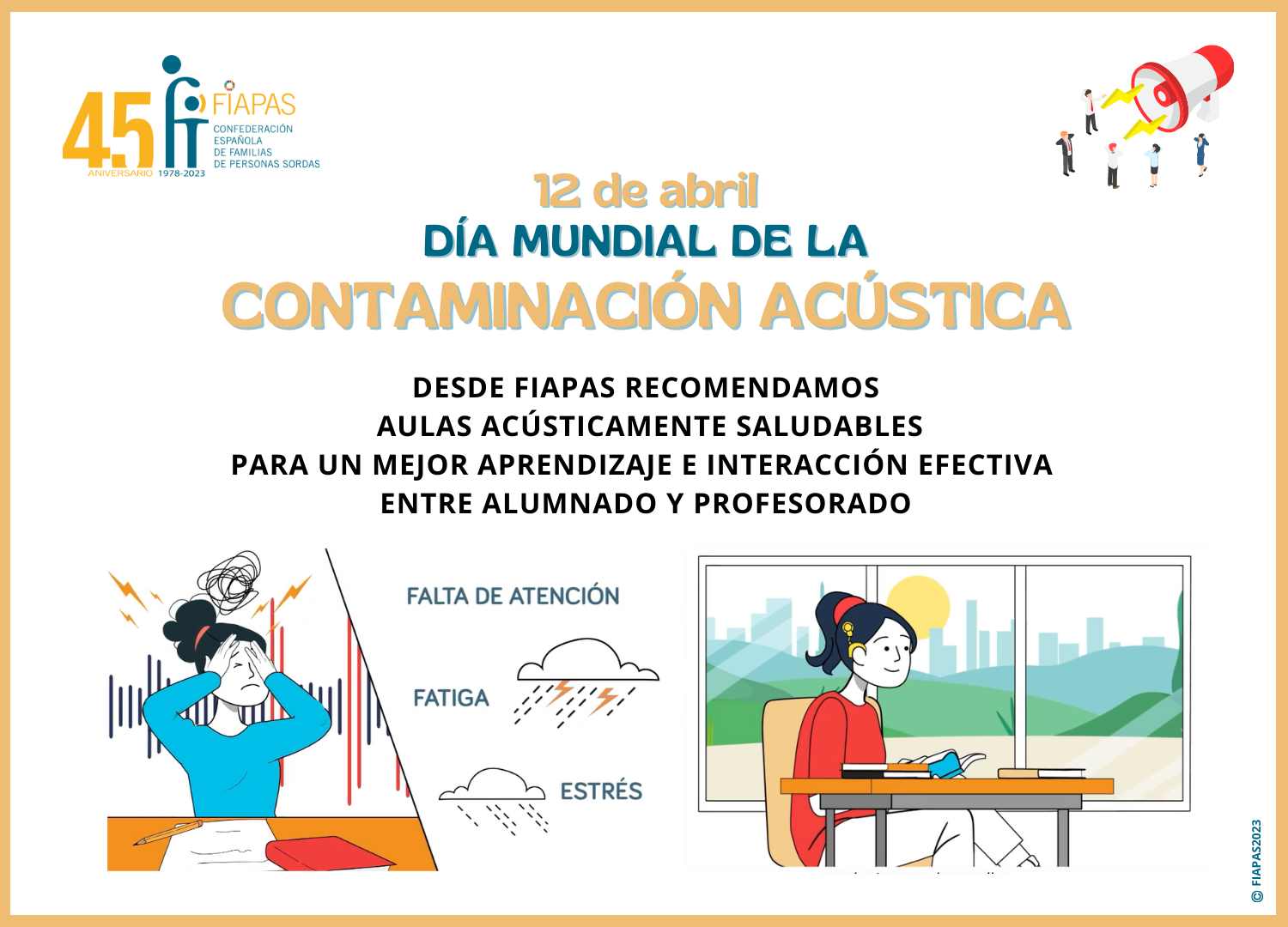 12 de abril. Día Mundial de la Contaminación Acústica   Escuelas acústicamente saludables